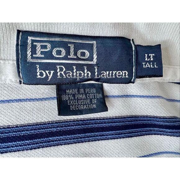 Polo by Ralph Lauren Mens Size XLT Blue Striped Polo Shirt - Picture 4 of 5